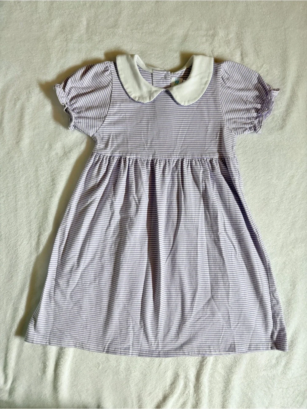 Jelly Benas Girls' Stripe Purple Peter Pan Collar knit Dress 7